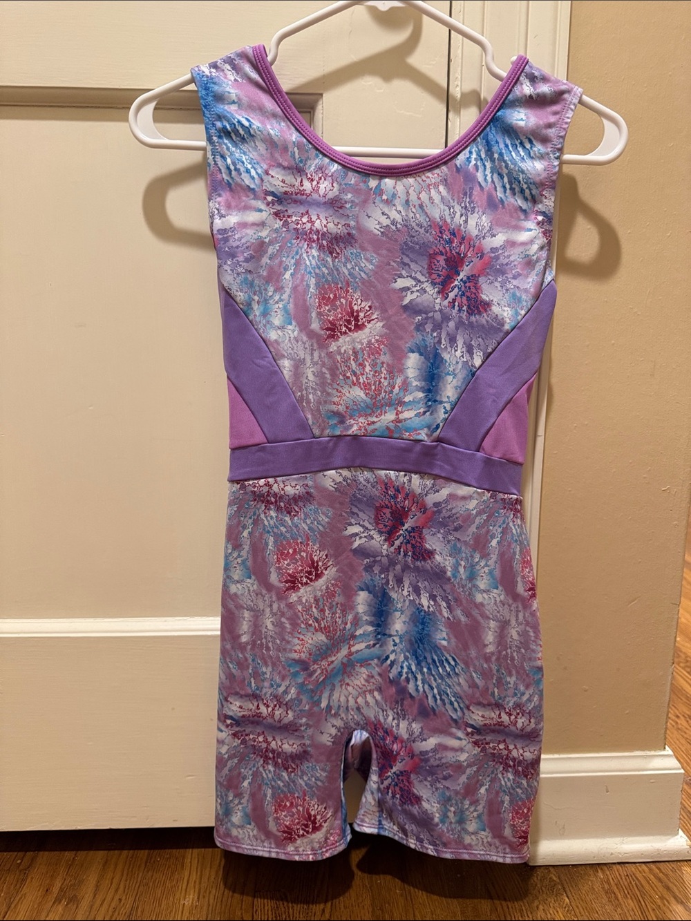 Cat & Jack Purple Tie-Dye Gymnastics Leotard Shortall
